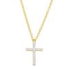 Banter Diamond Accent Cross Necklace In Sterling Silver With 14K Gold Plate - 18" Necklaces