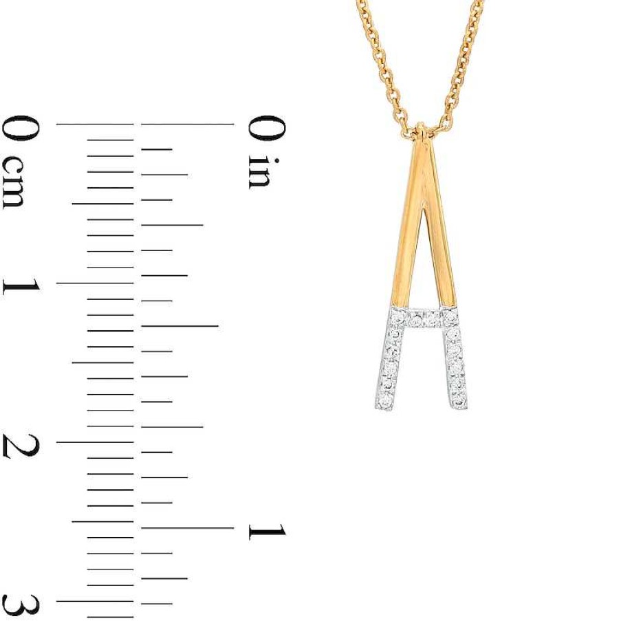 Banter 1/20 Ct. T.W. Diamond "A" Initial Necklace In Sterling Silver With 14K Gold Plate - 18" Necklaces