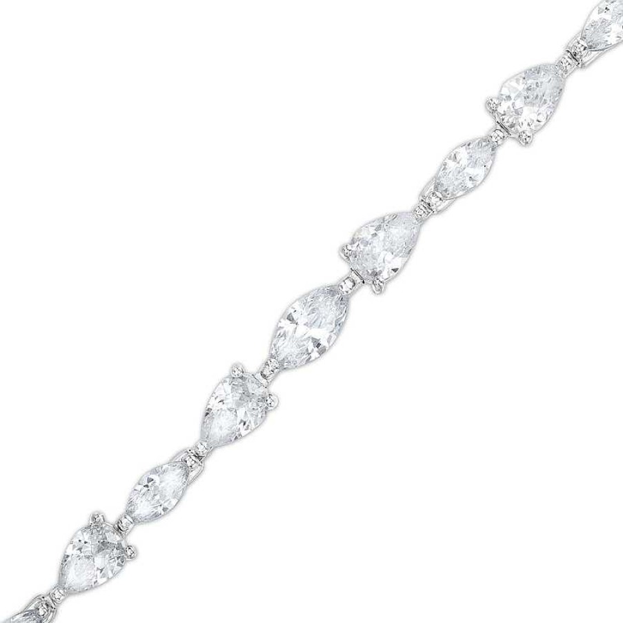 Banter Cubic Zirconia Oval And Marquise Bracelet In Semi-Solid Sterling Silver - 7" Bracelets