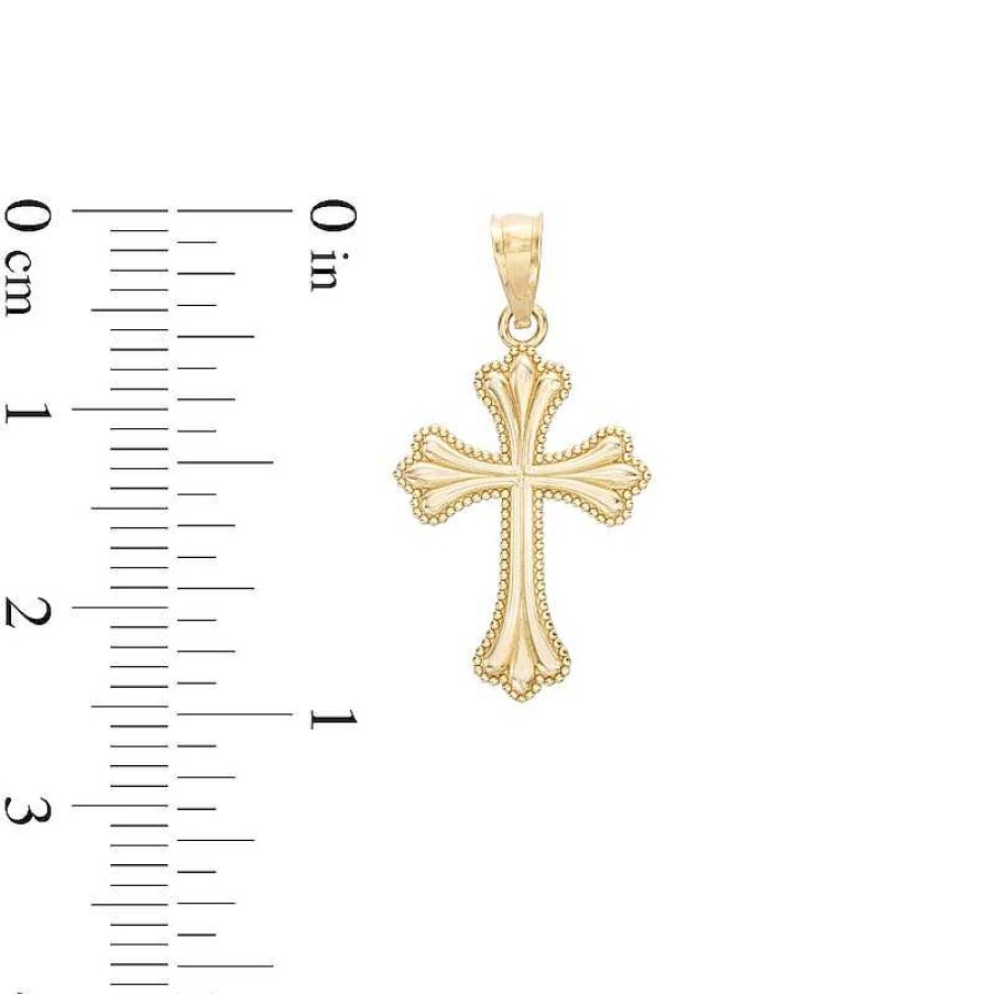 Banter Milgrain Border Cross Necklace Charm In 10K Gold Charms