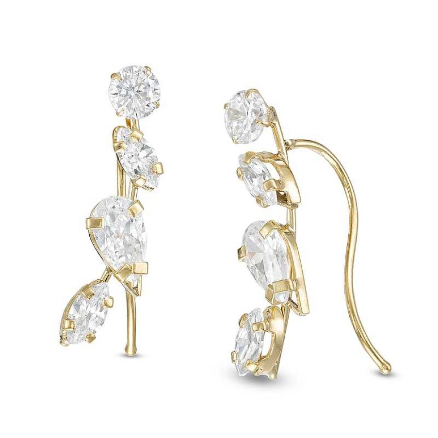 Banter Marquise And Pear-Shaped Cubic Zirconia Cluster Crawler Earrings In 10K Gold Earrings