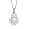 Banter 6Mm Cultured Freshwater Pearl And Lab-Created White Sapphire Frame Pendant In Sterling Silver Necklaces