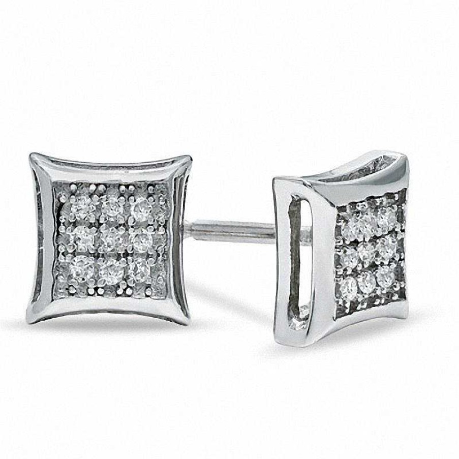 Banter Diamond Accent Curved Frame Earrings In Sterling Silver Earrings