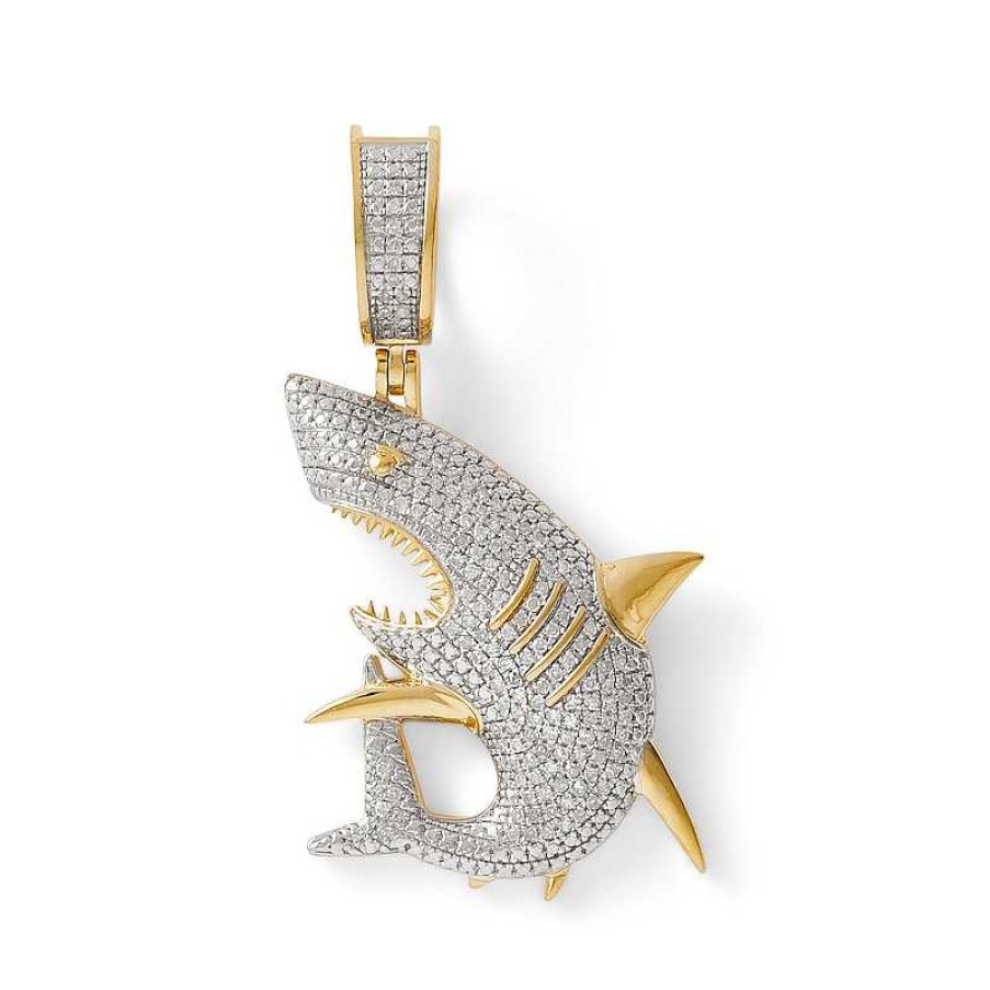 Banter 1/3 Ct. T.W. Diamond Shark Necklace Charm In 10K Gold Charms