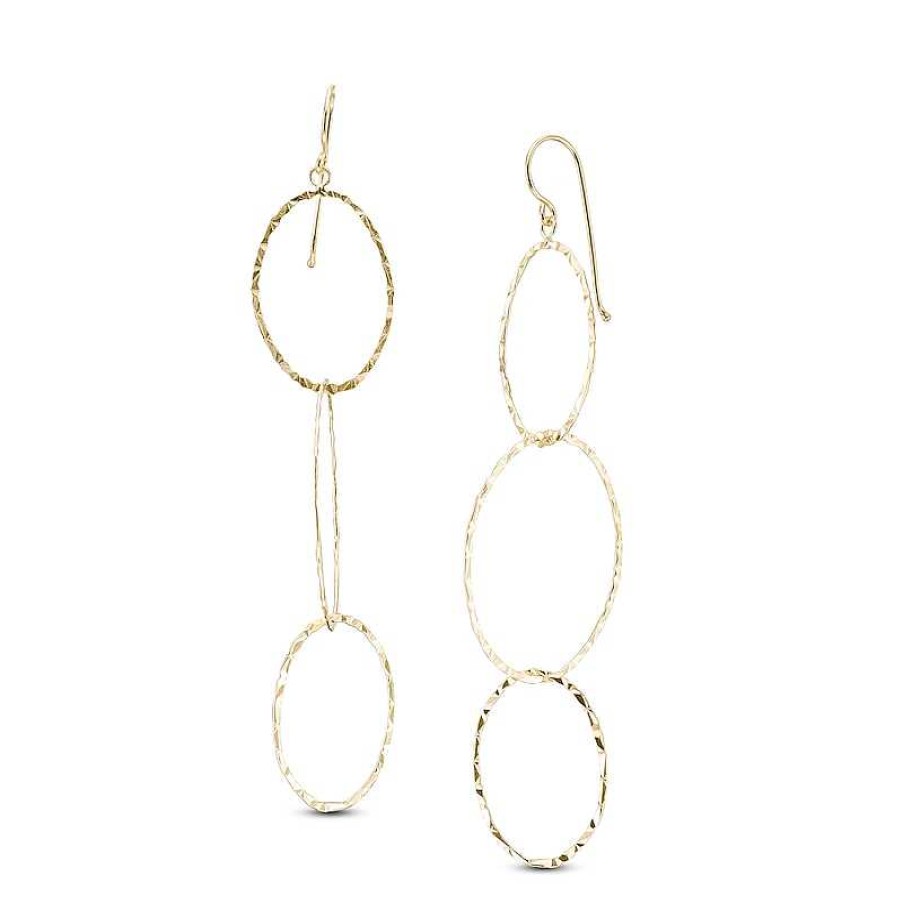 Banter Hammered Triple Interlocking Circle Drop Earrings In 10K Gold Earrings