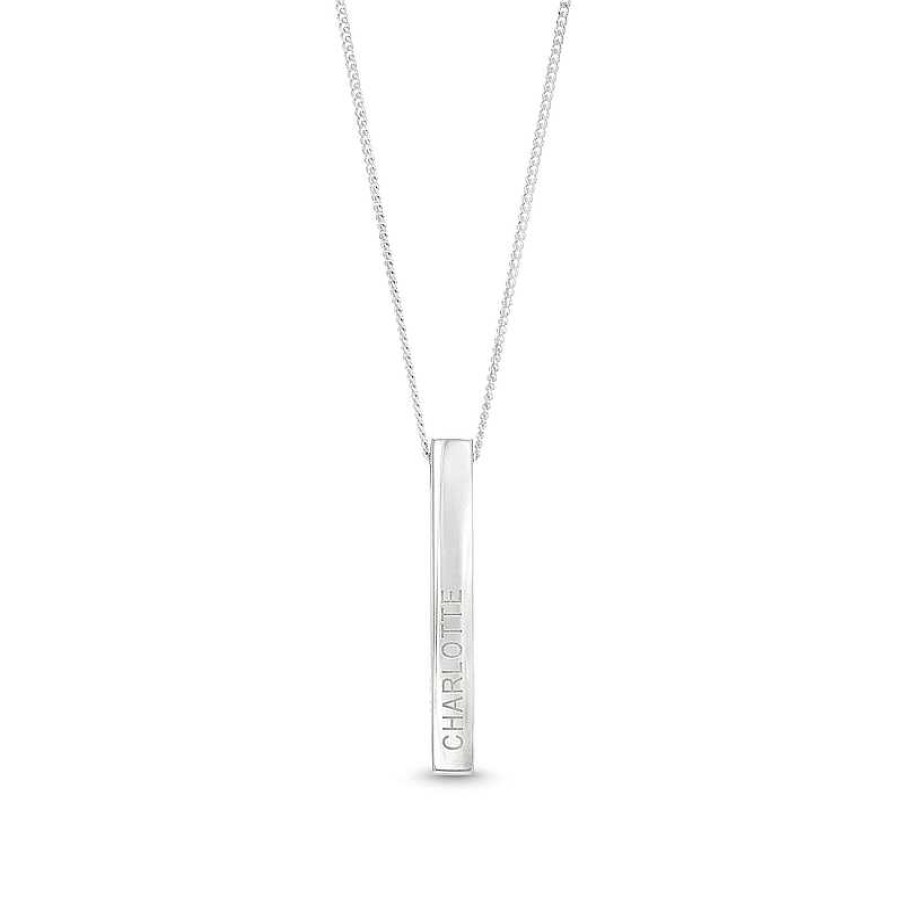 Banter Engravable Four Sided Bar Personalized Necklace In Sterling Silver Necklaces