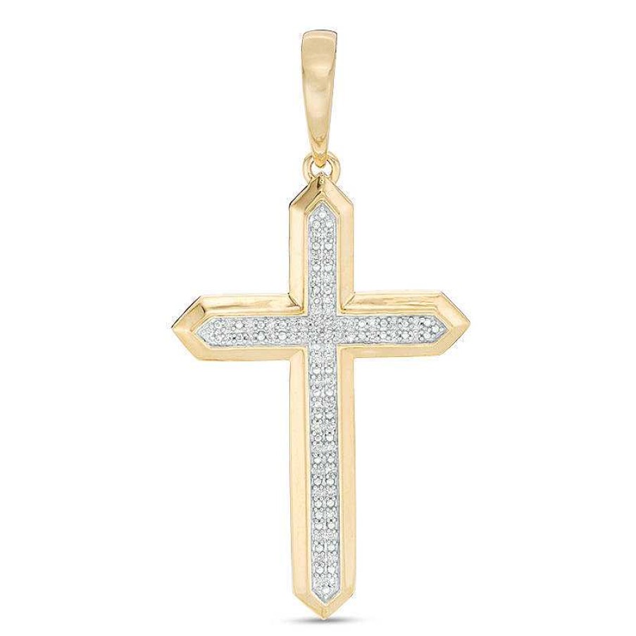 Banter 1/6 Ct. T.W. Composite Diamond Gothic-Style Cross Necklace Charm In 10K Gold Charms