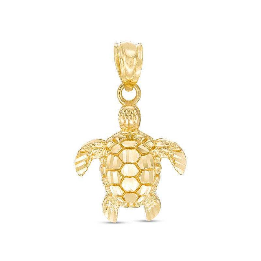 Banter Child'S Diamond-Cut Turtle Necklace Charm In 10K Gold Charms