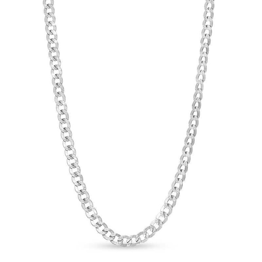 Banter 10K Semi-Solid White Gold Diamond-Cut Curb Chain - 18" Necklaces