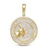 Banter 1/8 Ct. T.W. Diamond Pav Goat Medallion Charm In Sterling Silver With 14K Gold Plate Charms