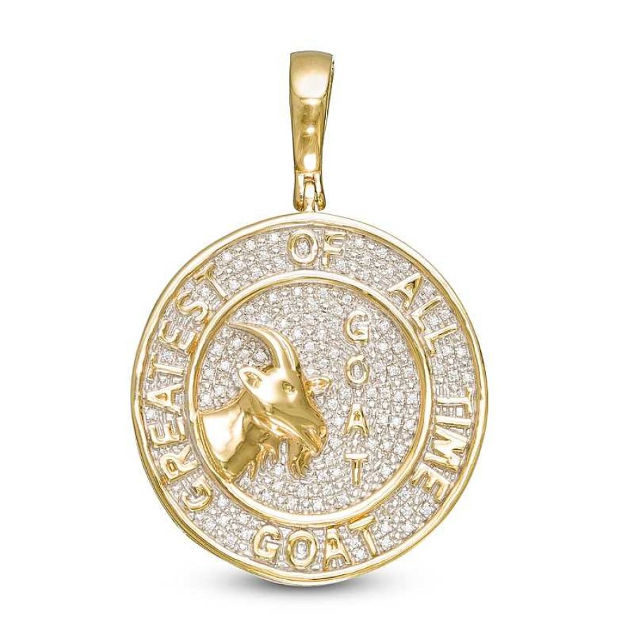 Banter 1/8 Ct. T.W. Diamond Pav Goat Medallion Charm In Sterling Silver With 14K Gold Plate Charms