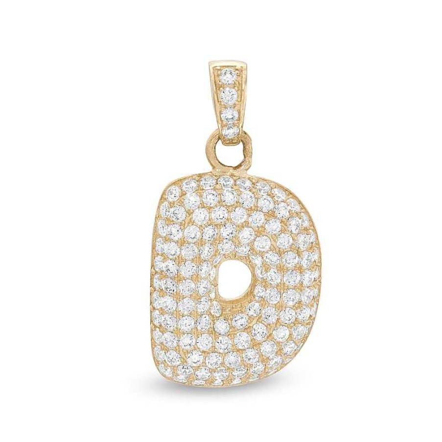 Banter Cubic Zirconia Puffed "D" Necklace Charm In 10K Semi-Solid Gold Charms