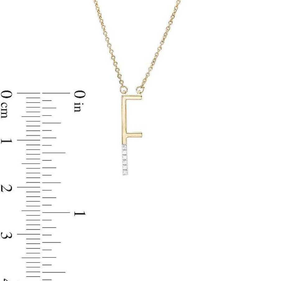 Banter Diamond Accent "F" Initial Necklace In Sterling Silver With 14K Gold Plate - 18" Necklaces