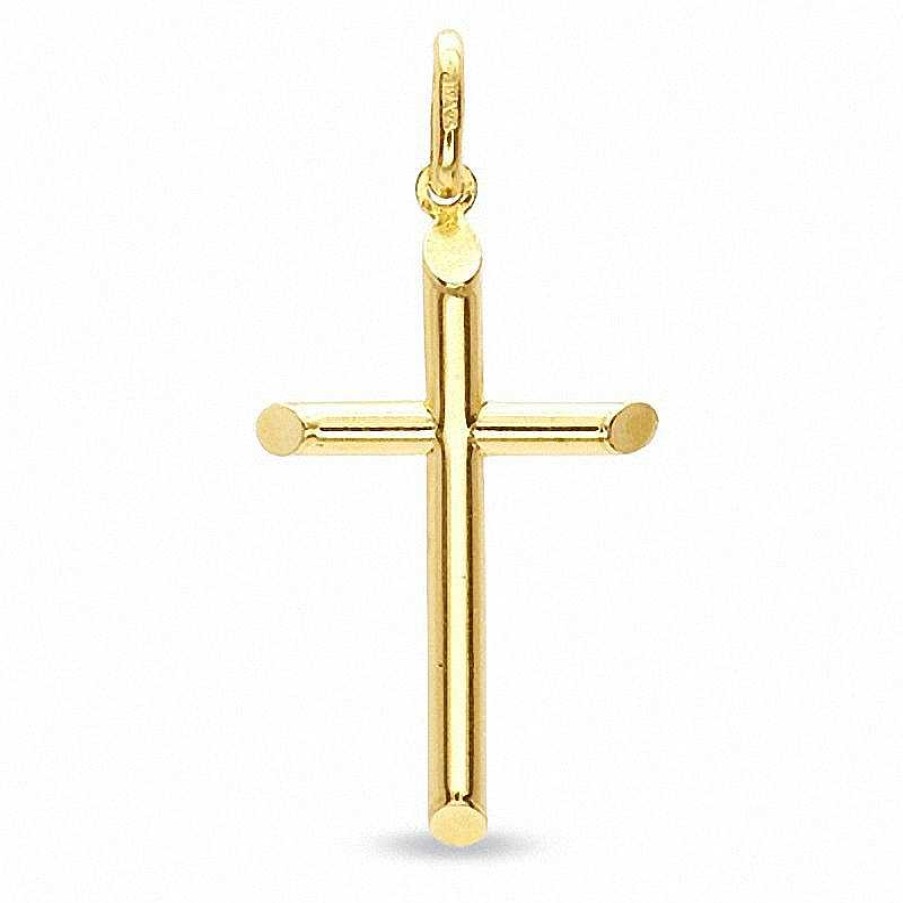 Banter Small Tube Cross Necklace Charm In 10K Gold Charms