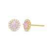 Banter 4Mm Pink Cubic Zirconia Frame Stud Earrings In 14K Rose Gold Earrings