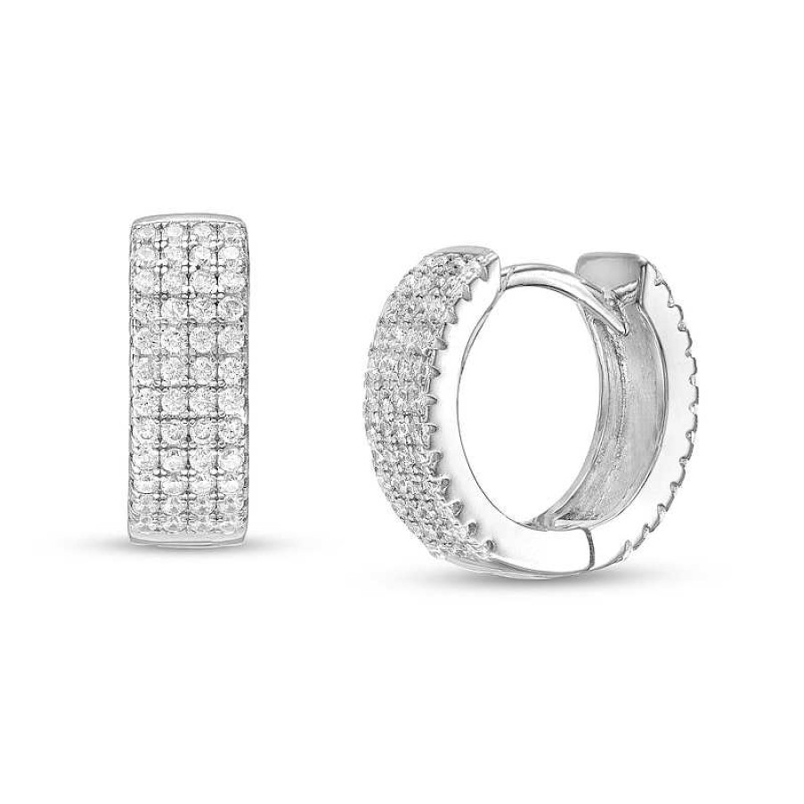 Banter Cubic Zirconia Multi-Row Hoop Earrings In Sterling Silver Earrings