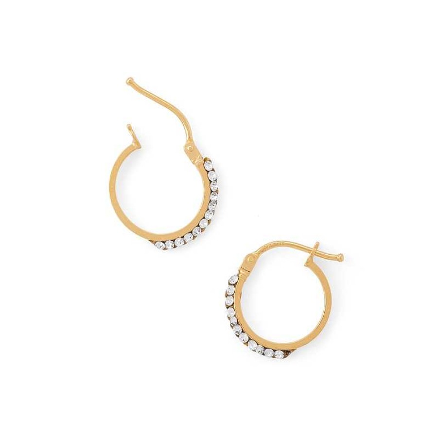 Banter Made In Italy Crystal Hoop Earrings In 10K Gold Earrings