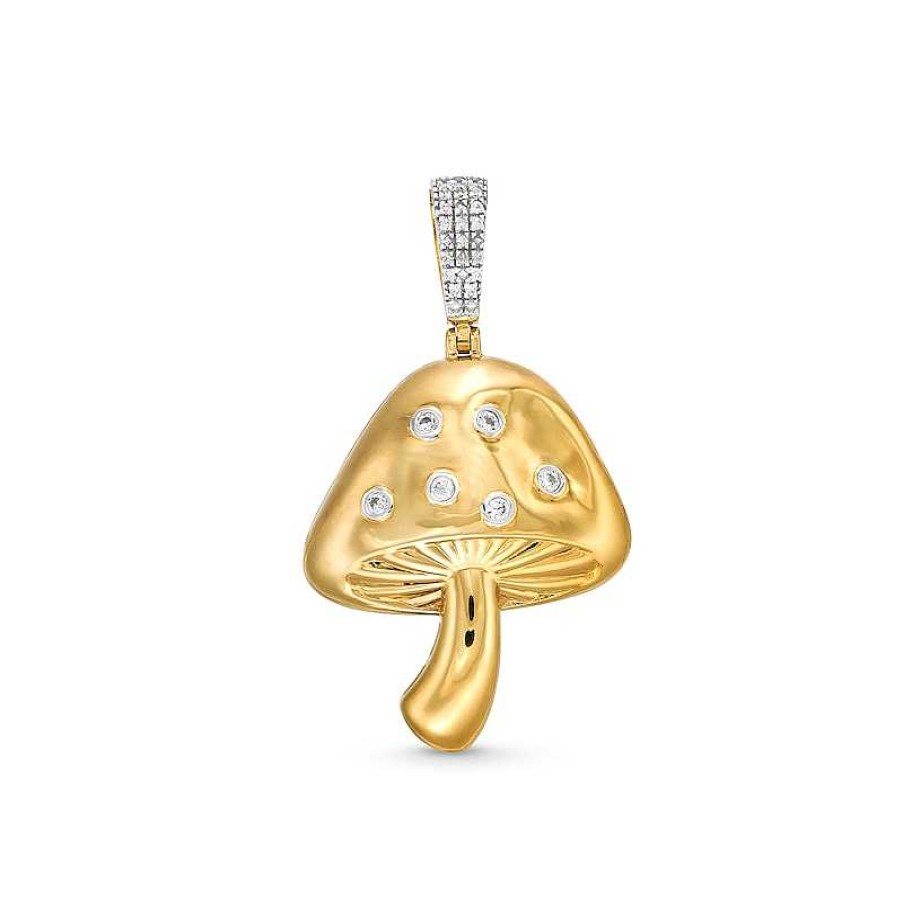 Banter 1/6 Ct. T.W. Diamond Mushroom Necklace Charm In Sterling Silver With 14K Gold Plate Charms