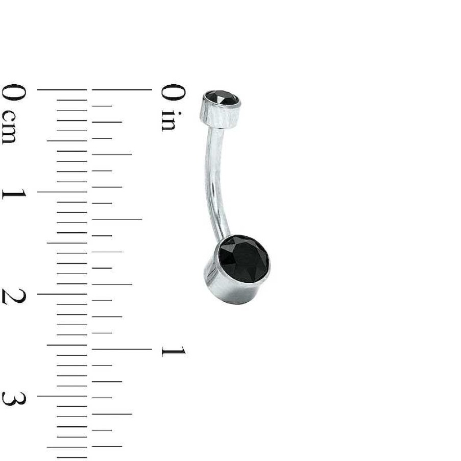 Banter 014 Gauge 6Mm Black Crystal Belly Button Ring In Titanium Belly Button