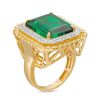 Banter 1/10 Ct. T.W. Diamond And Green Cubic Zirconia Ring In Sterling Silver With 14K Gold Plate - Size 10.5 Rings