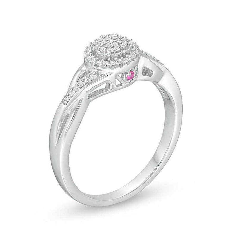 Banter Sterling Silver Diamond And Pink Sapphire Ring Rings