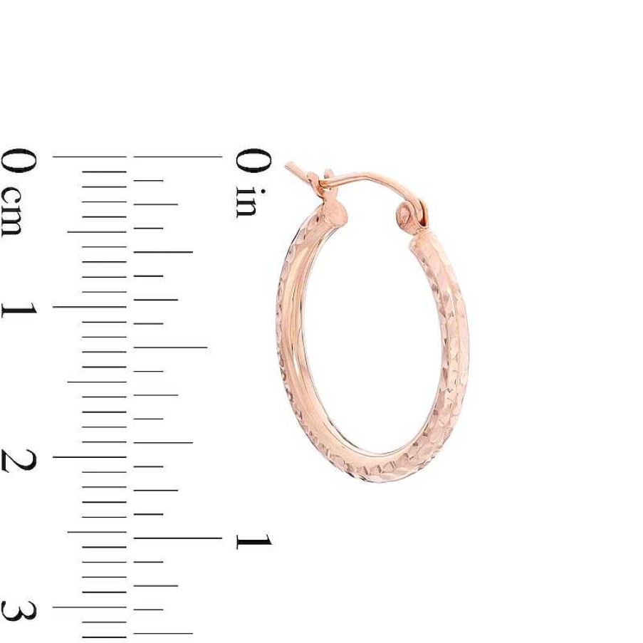 Banter 20Mm Diamond-Cut Hoop Earrings In 14K Tube Hollow Rose Gold Earrings