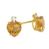 Banter 6Mm Heart-Shaped Citrine And Cubic Zirconia Stud Earrings In 10K Gold Earrings