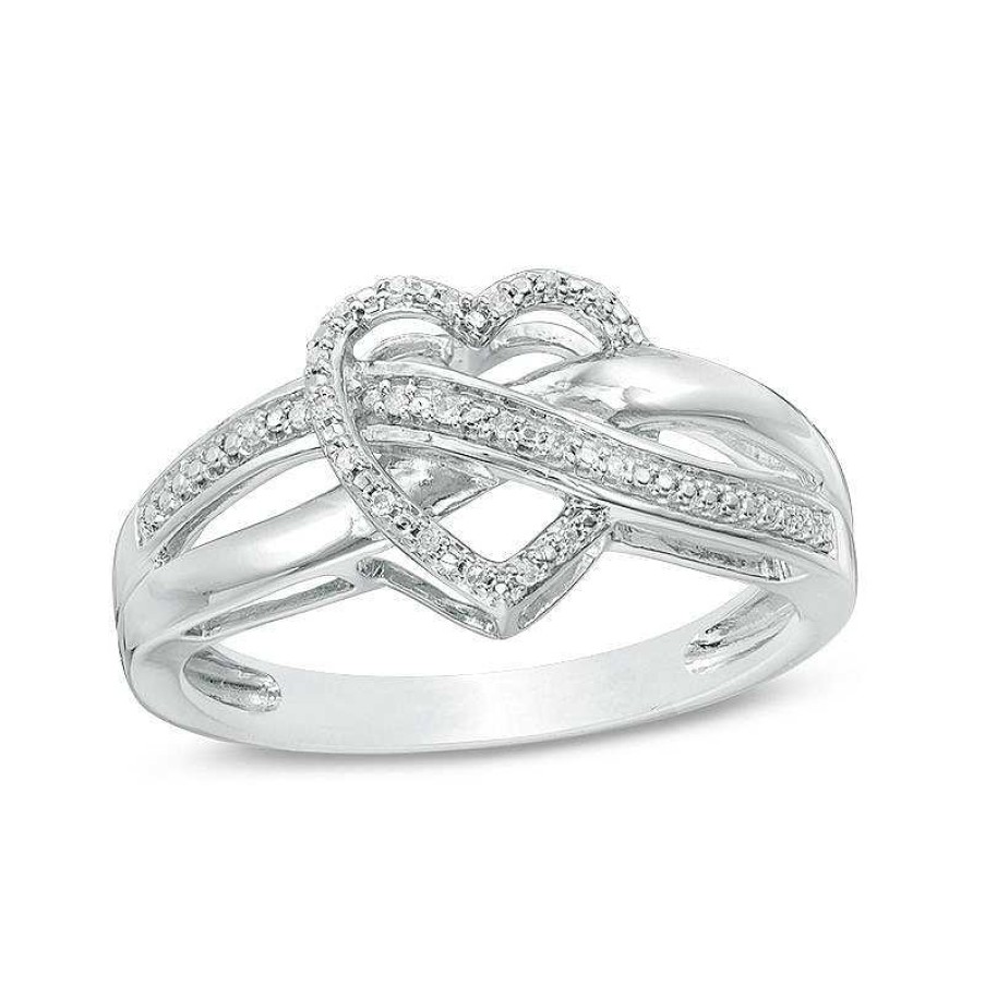 Banter Diamond Accent Heart Wrapped Infinity Ring In Sterling Silver Rings