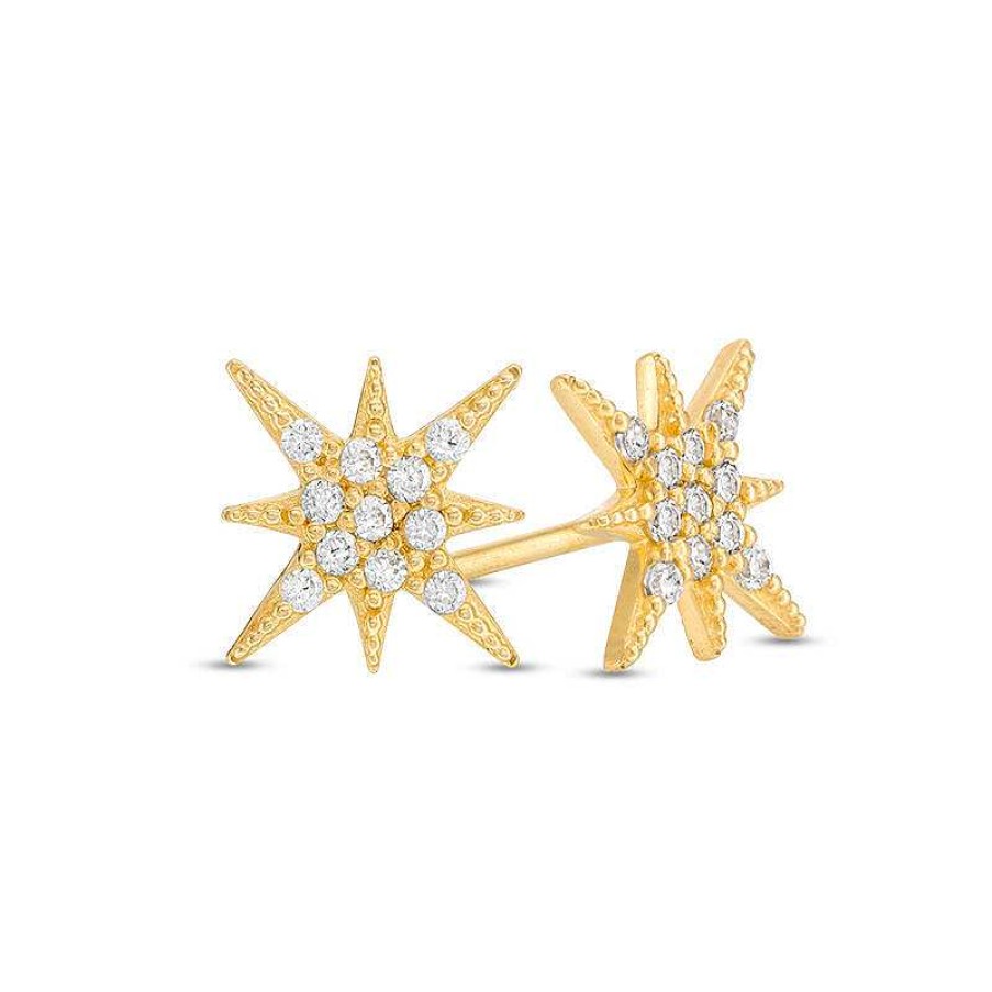 Banter Cubic Zirconia Eight-Point Star Stud Earrings In 10K Gold Earrings