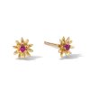 Banter 10K Solid Gold Lab-Created Ruby Water Lily Studs Earrings