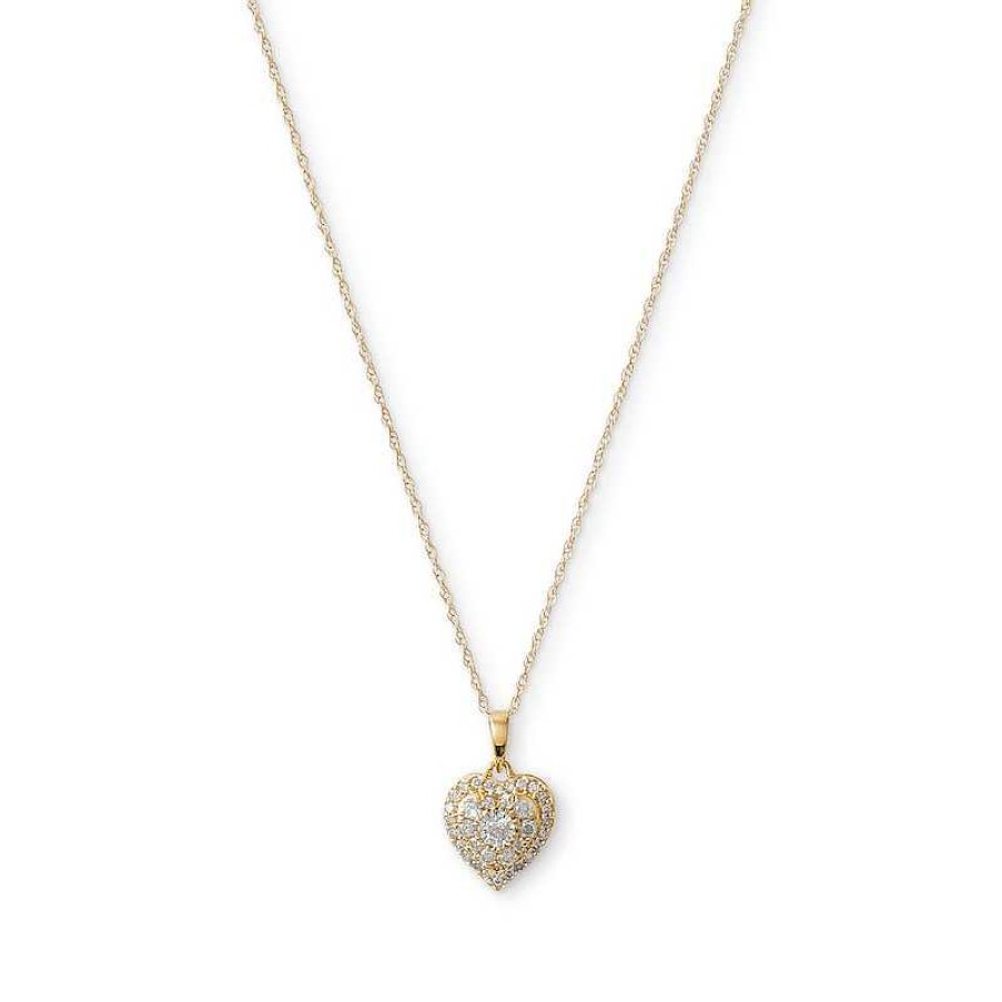 Banter 1/4 Ct. T.W. Diamond Double Framed Heart Pendant In 10K Gold Necklaces