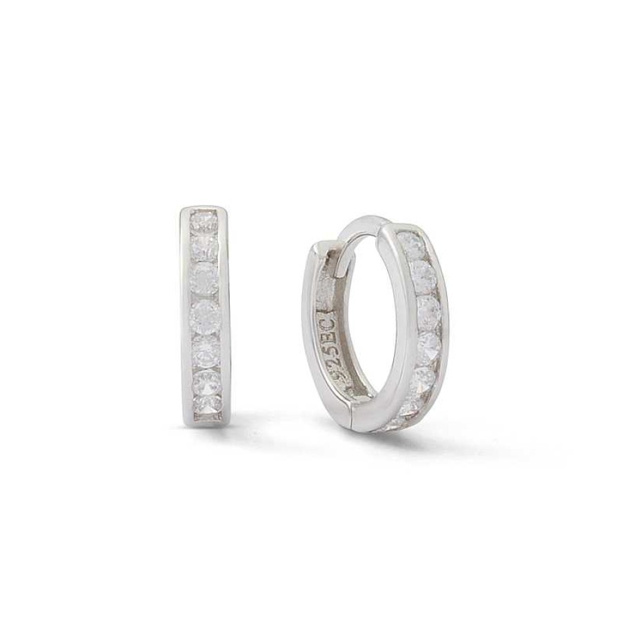 Banter Round Cubic Zirconia Huggie Earrings In Sterling Silver Earrings