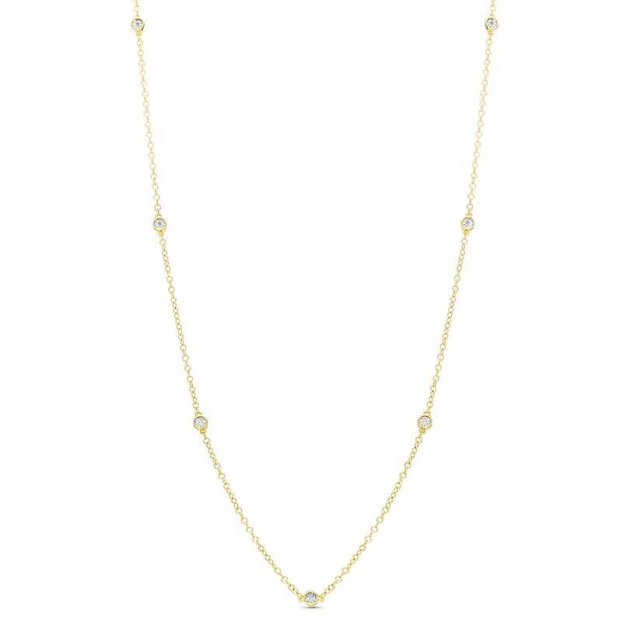 Banter Diamond Accent Station Necklace In Sterling Silver With 14K Gold Plate - 36" Necklaces