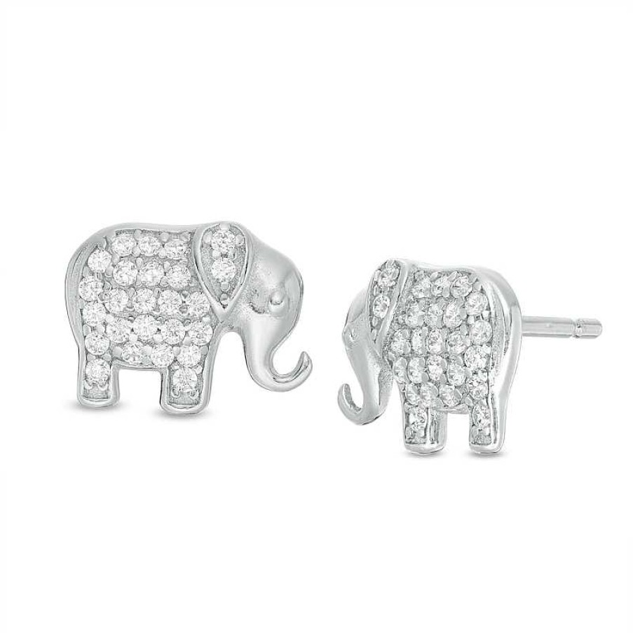 Banter Cubic Zirconia Elephant Stud Earrings In Sterling Silver Earrings