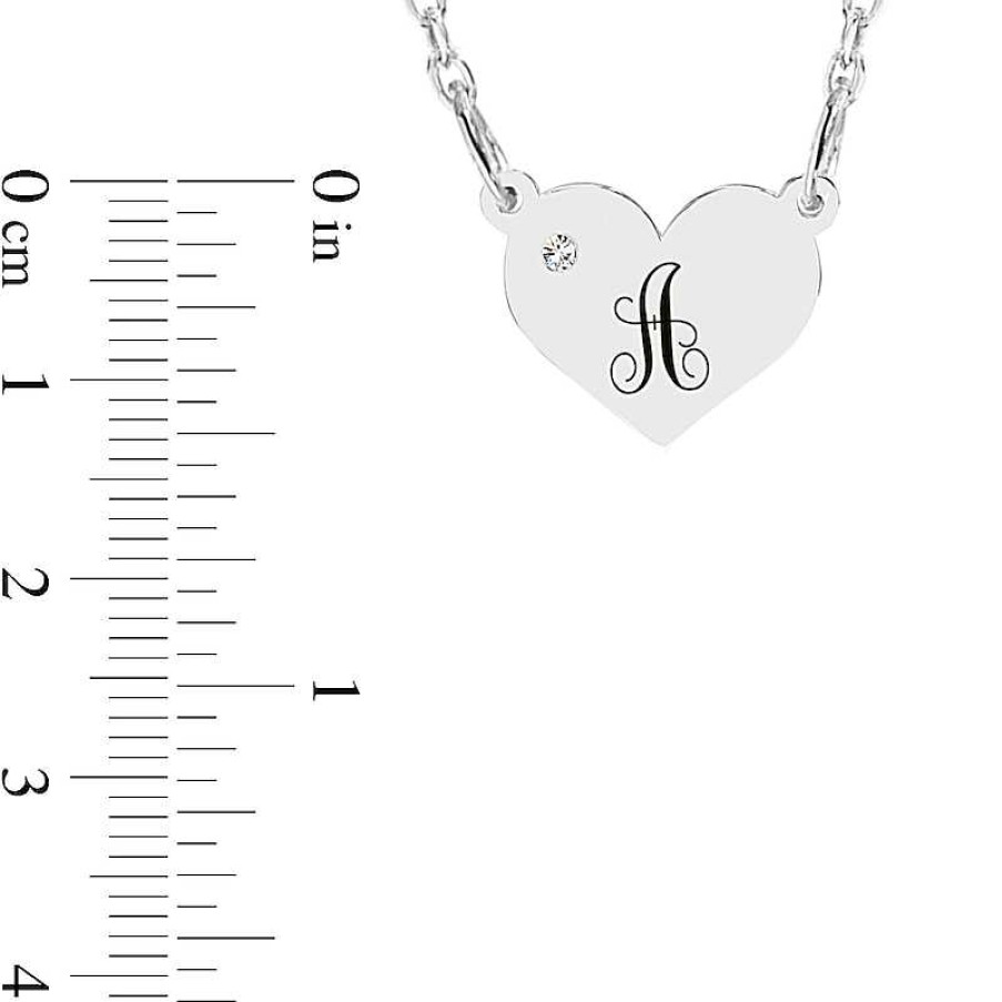 Banter Sterling Silver Birthstone Heart Initial Cable Chain Necklaces