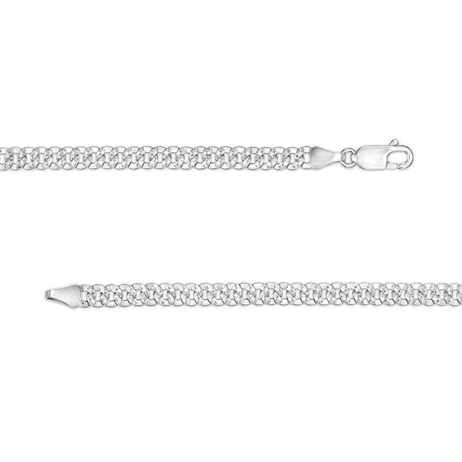 Banter 4.2Mm Diamond-Cut Pav Tight Curb Chain Necklace In 10K Solid White Gold - 20" Necklaces