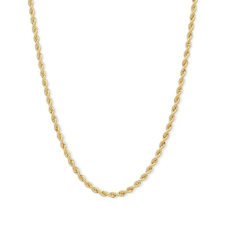 Banter 016 Gauge Rope Chain Necklace In 10K Solid Gold Bonded Sterling Silver - 20" Necklaces