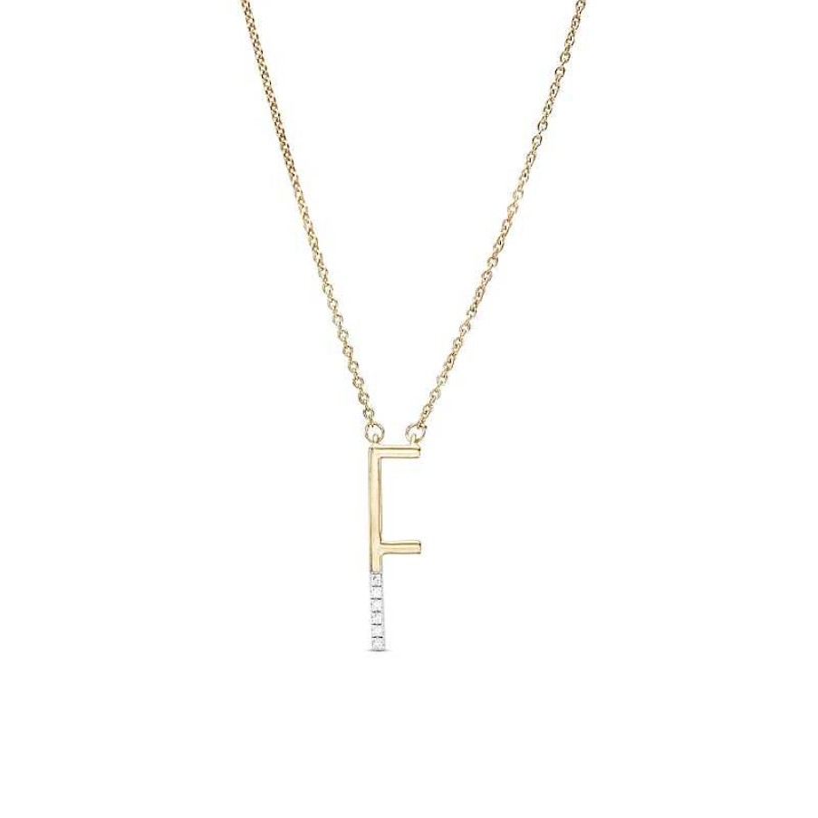 Banter Diamond Accent "F" Initial Necklace In Sterling Silver With 14K Gold Plate - 18" Necklaces