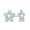 Banter Light Blue Crystal Daisy Stud Piercing Earrings In 14K Solid White Gold Earrings