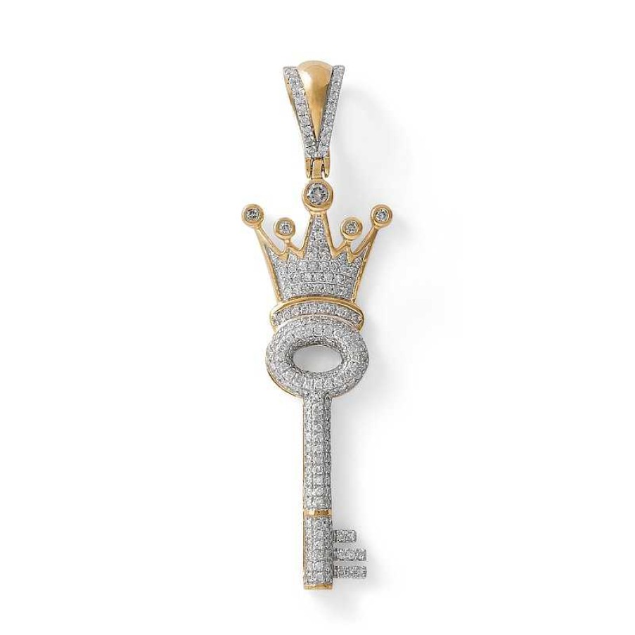 Banter 5/8 Ct. T.W. Diamond Key With Crown Necklace Charm In 10K Gold Charms