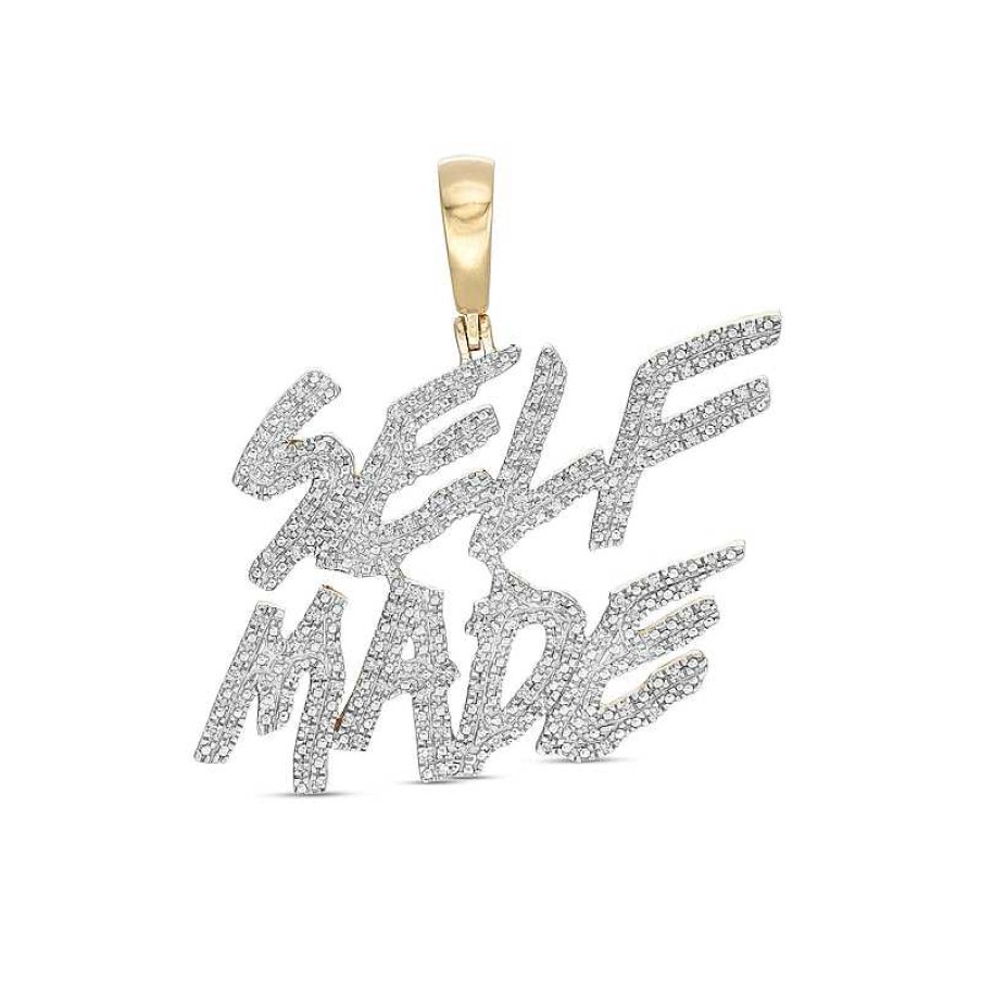 Banter 1/6 Ct. T.W. Diamond "Self Made" Necklace Charm In Sterling Silver With 14K Gold Plate Charms