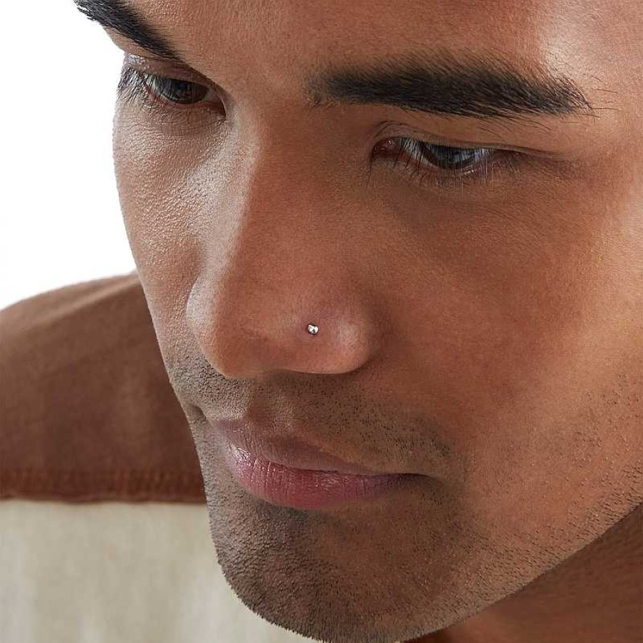 Banter Semi-Solid Sterling Silver Crystal Nose Stud Set - 22G Nose