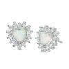 Banter 5Mm Heart-Shaped Simulated Opal And Cubic Zirconia Starburst Frame Stud Earrings In Sterling Silver Earrings