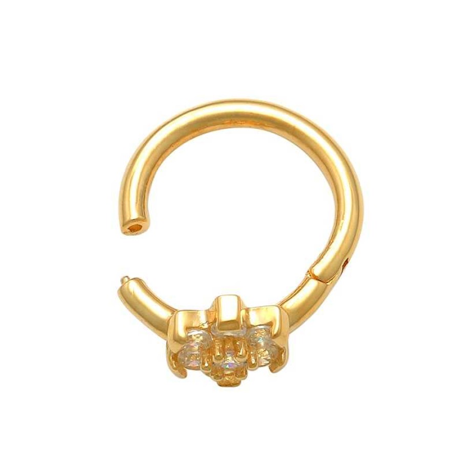 Banter 10K Gold Cz Flower Hoop - 16G 5/16" Nose