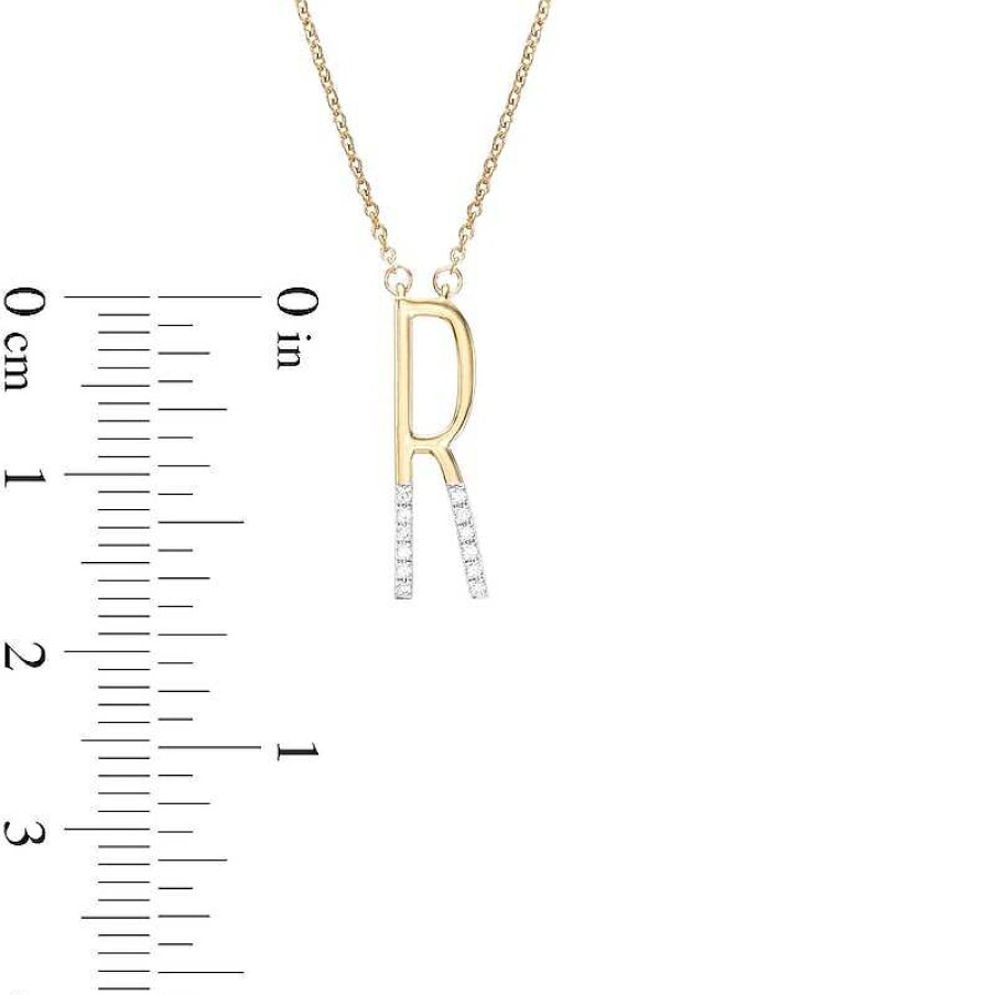 Banter 1/20 Ct. T.W. Diamond "R" Initial Necklace In Sterling Silver With 14K Gold Plate - 18" Necklaces