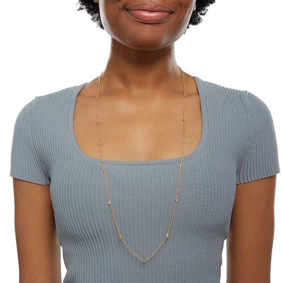 Banter Diamond Accent Station Necklace In Sterling Silver With 14K Gold Plate - 36" Necklaces