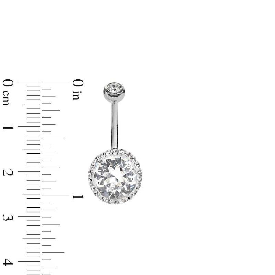 Banter Solid Stainless Steel Crystal Frame Belly Button Ring - 14G Belly Button