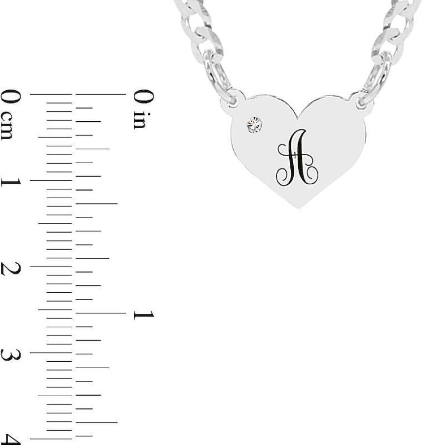 Banter Sterling Silver Birthstone Heart Initial Curb Chain Necklaces