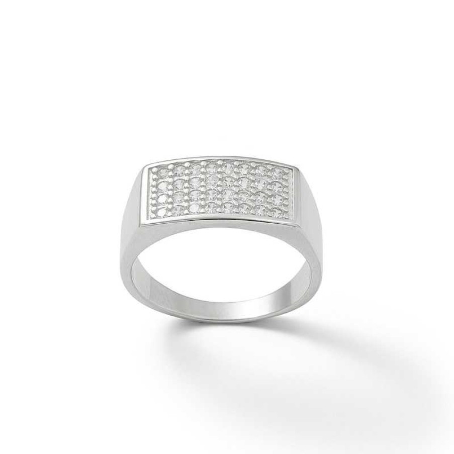 Banter Cubic Zirconia Rectangle Ring In Solid Sterling Silver Rings