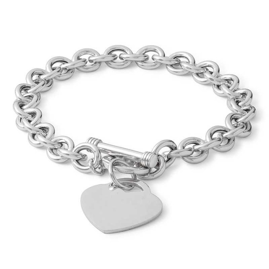 Banter Made In Italy Heart Toggle Bracelet In Hollow Sterling Silver - 8" Bracelets